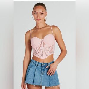 NWT Windsor Sultry Details Sheer Floral Lace Corset Top Size S